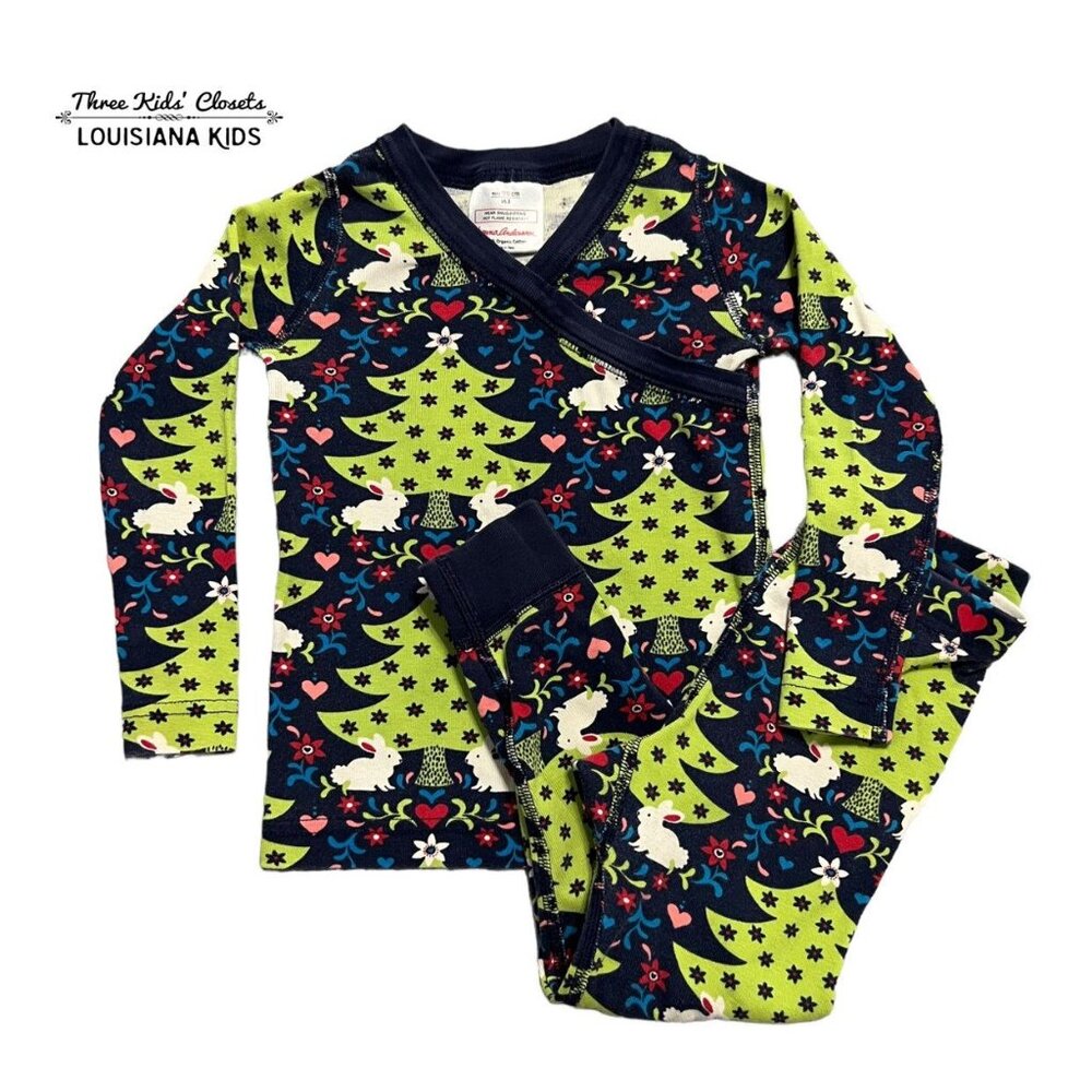 Hanna Andersson Sz 90 (3) Woodland Bunny Christmas Tree Pajamas